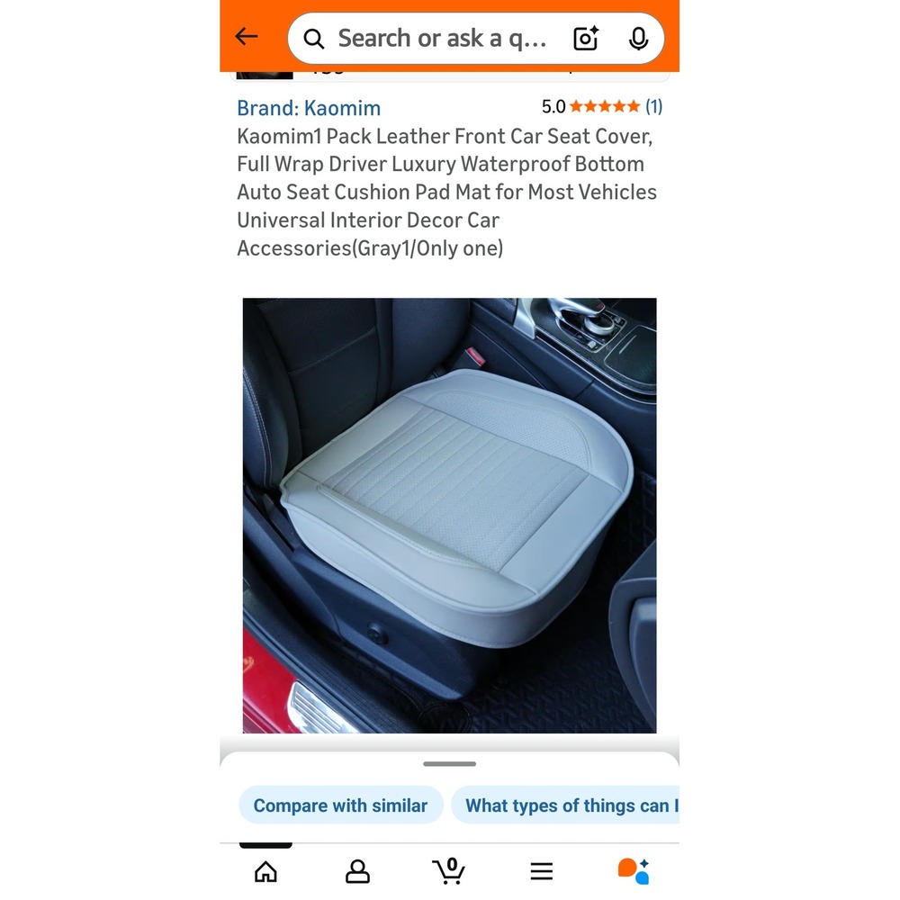 Kaomim Full Wrap Driver Luxury Leather Car Seat Cover Cushion Pad Gray Universal